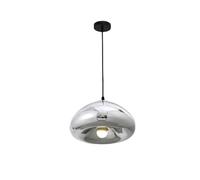 S-Cevada Lámpara Colgante Moderna de Vidrio Plateado 30cm Esférica Lámpara Suspendida Iluminación Interior para Comedor Cocina Isla Dormitorio Pasillo Bar (Plateado)