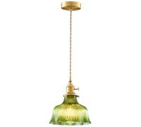 S-Cevada Lindo Luz Colgante de Vidrio, Latón Vintage E27 Lámpara Colgante de Techo, Mini Lámpara de Araña para Dormitorio Comedor Cocina (Verde, 18cm)