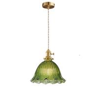 S-Cevada Lindo Luz Colgante de Vidrio, Latón Vintage E27 Lámpara Colgante de Techo, Mini Lámpara de Araña para Dormitorio Comedor Cocina (Verde, 23cm)