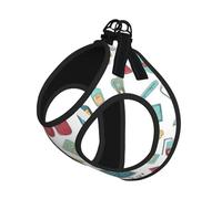 S - Chaleco y arnés para perro con correa para mascotas, tamaño pequeño, abstracción biología, química, 4 correas estampadas, reflectante, ajustable para gatos y perros