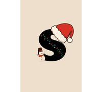 S Christmas Notebook | Personalized Initial Journal with Santa Hat & Snowman | Monogram Holiday Gift | Monochrome Minimalist Design | 400 Pages College Ruled