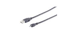 S-Conn 14-11015 - Cable USB (0,5 m, USB A, Micro-USB B, 2.0, 480 Mbit/s, Negro)