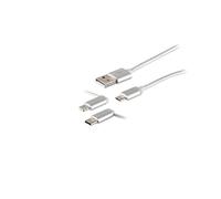 S-Conn 14-50067 - Cable USB (1 m, USB A, Micro-USB B, 2.0, 480 Mbit/s, Blanco)