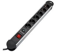 S-Conn 60312 Extensiones y múltiples Interiores 1,5 m 6 Tomas CA Negro, Gris