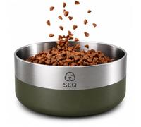 S.E.Q quick.simple.easy SEQ Sculpted Stainless Steel Pet Bowl for Cats & Dogs, Double Layered 304 Steel Feeding Bowl, Insulated Smooth Curved Interior Pet Dish, 1850ML