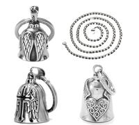 S.F.Pachira 3 Piezas Llavero Moto Campana Guardiana, Campanilla de Motocicleta en Acero Inoxidable con Cadena, Campana de Moto Guardian Bell para Motociclistas, Marido, Amuleto de Suerte (Plata)