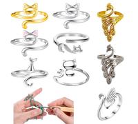 S.F.Pachira 9 Pcs Anillos de Ganchillo Ajustables, Anillos de Punto de Metal para Dedos, Anillo de Tensión de Ganchillo, Accesorios de Dedal para Tejer para Mamá y Abuela para un Tejido Más Rápido