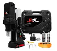 S&F STEAD & FAST Mag - Kit de prensa de taladro magnético portátil de 1100 W, 700 rpm, velocidad sin carga, profundidad máxima de corte 2 pulgadas, diámetro máximo de mandrinado 1-9/16 pulgadas,