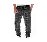 (S,grey camouflage)Professional Mens Joggers Camouflage Sweatpants Casual Sports Camo Pants Full Length Fitness Striped Jogging Trousers Cargo Pants