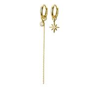 S Hoop Diamond Star Asymmetric Tassel Earrings for Women Fine Jewelry Circle Earring