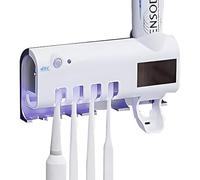 S.I.C Porta Cepillo De Dientes con FuncióN De Esterilizador De Rayos Ultravioleta Toothpaste Squeezer Luz Led Montado En La Pared AutomáTico Dispensador De Pasta De Dientes