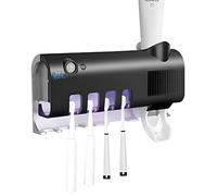 S.I.C Porta Cepillo De Dientes con FuncióN De Esterilizador De Rayos Ultravioleta Toothpaste Squeezer Luz Led Montado En La Pared AutomáTico Dispensador De Pasta De Dientes