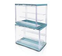 S.I.C Vitrina de acrílico Transparente; Multi Paso para colección Lego, figuritas, Modelos; Caja de exhibición de Gadgets, Organizador Coleccionable de Figuras de acción; (2, Verde)