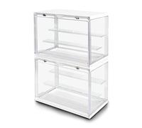 S.I.C Vitrina de acrílico Transparente; Multi Paso para colección Lego, figuritas, Modelos; Caja de exhibición de Gadgets, Organizador Coleccionable de Figuras de acción; (2, Blanco)