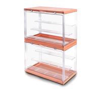 S.I.C Vitrina de acrílico Transparente; Multi Paso para colección Lego, figuritas, Modelos; Caja de exhibición de Gadgets, Organizador Coleccionable de Figuras de acción; (2, Naranja)