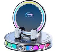 S-JIEI Soporte magnético eléctrico de carga inalámbrica para teléfono de coche con luz ambiental RGB, soporte de succión al vacío de sujeción automática, rotación de 360°, soporte estable para