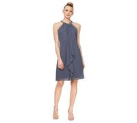 S.L. Fashions Jewel Halter Neckline Cocktail, Wedding Guest, Party Dress (Petite and Regular Sizes) Vestido para ocasión Especial, Acero, 44 para Mujer