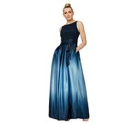 S.L. Fashions Long Satin Mother of The Bride Dress with Pockets, Formal Party Gown (Petite and Regular Sizes) Vestido para ocasión Especial, Marino/Madera de cuña, 38 Chiquita para Mujer