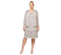 S.L. Fashions S.L. Moda Mujer Adornado Capa Vestido (Pequeña y Regular) - Beige - 48