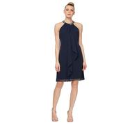 S.L. Fashions - Vestido de cóctel con Escote Halter para Mujer, invitada de Boda, Vestido de Fiesta (Tallas pequeñas y Normales), Marino, 12 Petite
