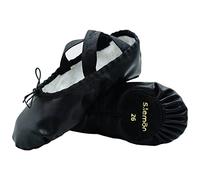 s.lemon Negras Zapatos de Ballet Cuero Gimnasia Danza Baile Zapatillas de Ballet para Niñas Niños Negras 33EU