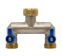 S&M 551352 - Grifo Doble de Jardín Hembra, Salida 2 Vías Macho 3/4", Cromado