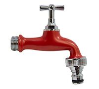 S&M 590238 Grifo de jardín regulable ½” rojo con toma automática para manguera COLORTAPS