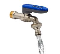 S&M 590368 - Grifo con maneta azul con combinación de seguridad | Grifo de latón para jardín con rosca macho 1/2" de entrada y 3/4" de salida con toma automática | Maneta con bloqueo de 3 dígitos