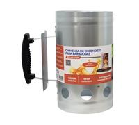 S&M 650024 - Chimenea de encendido para BBQ | De acero galvanizado | Con mango aislante de seguridad y pantalla protectora | Enciende fácilmente las brasas de BBQ y chimeneas
