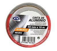 S&M 861864 Cinta aluminio negra 50 mm x 10 m (espesor 30 micras) SANEAPLAST- Cinta adhesiva de aluminio multiusos-- Rollo de 10 metros