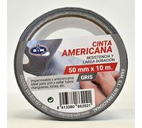 S&M Cinta americana gris 50 mm x 10 m SANEAPLAST- Cinta adhesiva americana aislante- Rollo de 10 metros