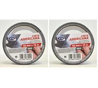S&M Cinta americana gris 50 mm x 10 m SANEAPLAST- Cinta adhesiva americana aislante- Rollo de 10 metros (Paquete de 2)
