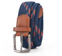 S-MAN Cinturones elásticos de golf para hombre, 3,5 cm de ancho, colorido, elástico, trenzado, cinturón de cintura, azul real, S-Fit Waist 28"-34"(Length 105cm)