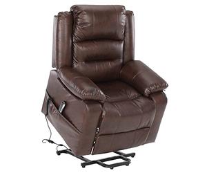 S*MAX Sillon Relax reclinable electrico Doble Motor sillones reclinables electricos de PU Cuero de Aire Completo Bolsillos Laterales Puerto de Carga USB y Control Remoto Sillon Elevador marrón