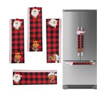 s Navideñas Para Tiradores De Puerta Protector de pomos con peluche para | protectora tirador Microondas frigorífico lavavajillas piso hogar cocina restaurante Juego de cuatro piezas tipo B