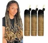 S-noilite French Curl Braiding Hair 60cm Loose Wavy Spiral Curly Crochet Hair Deep Wave Extensiones Sinteticas para Trenzar Pelo Pre Estirado,3 paquete 360g,Negro a Rubio Sucio