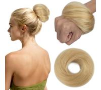 S-noilite Moño de Cabello Natural, Coletero Derecho de Cabello Humano de 30g, Moño de Pelo Humano Real, Moños Elástico para Peluca, Moños de Moda para Mujeres, Rubio Claro #613R