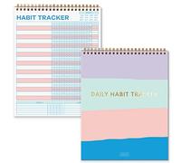 S&O Calendario de seguimiento de hábitos a rayas - Diario diario de tareas de 24 meses - Planificador de rutina sin fecha con tabla de objetivos personalizada para salud, fitness y