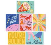 S&O - Juego de 24 tarjetas de felicitación inspiradoras coloridas con sobres, caja surtida de hojas de felicitación en blanco, notas de afirmación positiva y sobres, tarjetas de decoración motivadoras