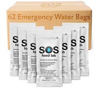 S.O.S. Agua de emergencia 5 años de vida útil, 62 paquetes individuales de 4.2 onzas (con puntas)