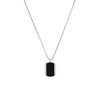 s.Oliver 2035537 - Cadena con colgante de acero inoxidable para hombre, con ágata, 55 + 5 cm, color plateado, viene en caja de regalo