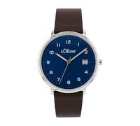 s.Oliver 2038593 - Reloj de pulsera analógico para mujer (correa de piel de manzana, resistente al agua, 5 bar, incluye caja de regalo), Correa