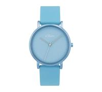 s.Oliver 2039505 - Reloj de pulsera analógico para mujer (correa de silicona, resistente al agua, 3 bares, incluye caja de regalo), color rosa, azul, onesize, Correa