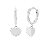 s.Oliver 2040592 - Pendientes de aro para mujer, plata de ley 925, 21 mm, colgante de corazón, idea de regalo, viene en caja de regalo