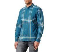 s.Oliver 2133495 Camisa de Manga Larga, Corte Entallado, Azul/Verde, L para Hombre