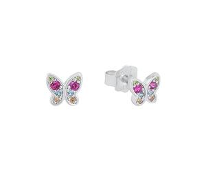 s.Oliver aretes de plata esterlina 925 joyería del oído de los niños de la muchacha, con zirconia cúbico synth., 0,6 cm, plata, mariposa, Viene en caja de regalo de joyería