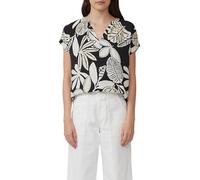 s.Oliver Blusa Texturizada con Detalles Fruncidos, Negro, 42