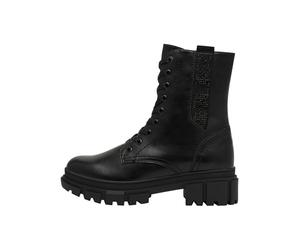 s.Oliver Botines planos de encaje para mujer 5-25231-45, color negro brillante, talla 39 EU, Color negro brillante., 39 EU