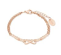 s.Oliver brazalete de acero inoxidable joyería del brazo de las señoras, con cristal, 16+4 cm, Rosé, Infinito, Viene en caja de regalo de joyería