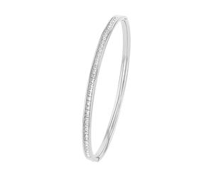 s.Oliver brazalete de acero inoxidable para mujer, con cristal, 6,2 cm, plateado, Se entrega en estuche de regalo